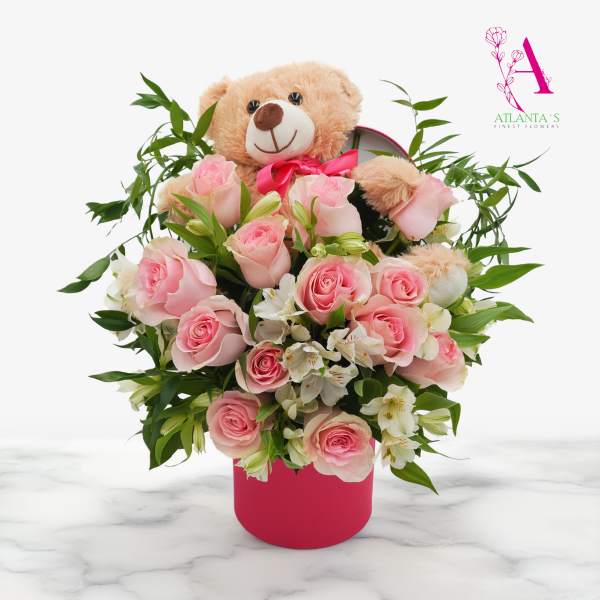 Pink Roses and Bear