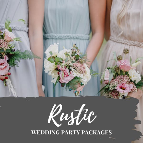Bridesmaids holding pastel wedding bouquets