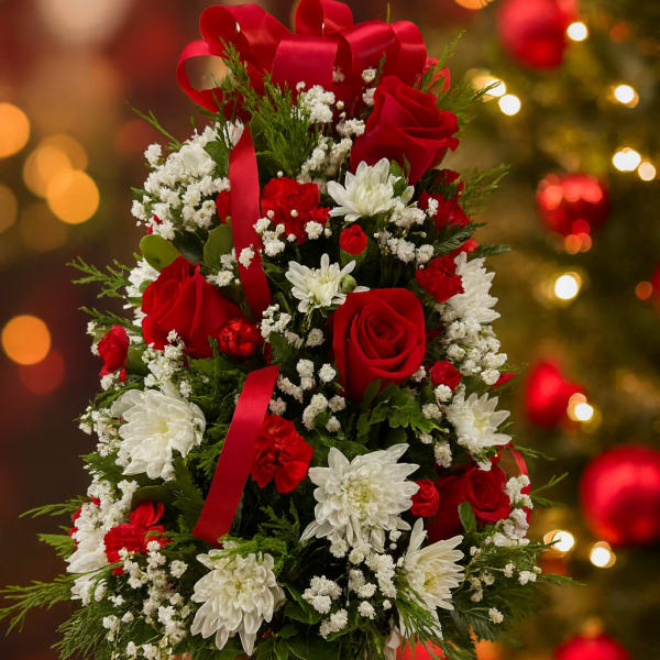Christmas Hearth Red & White Tree Arrangement