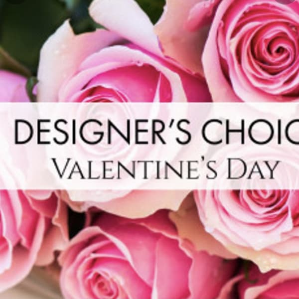 Pink roses with a Valentine's Day label