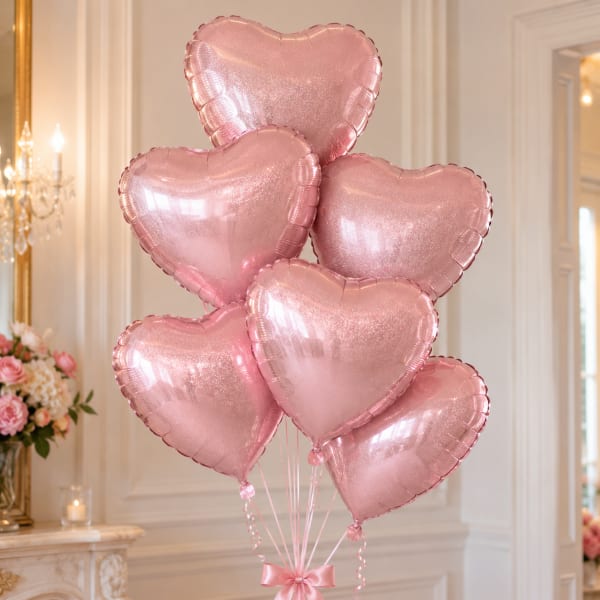 Heart-Shaped Balloon Bouquet (Color Choice)