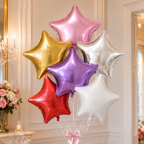 Star Foil Balloons Bouquet (Color Choice)