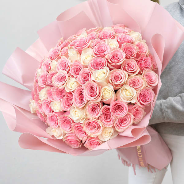 PROMO Roses Bouquet Pink and White