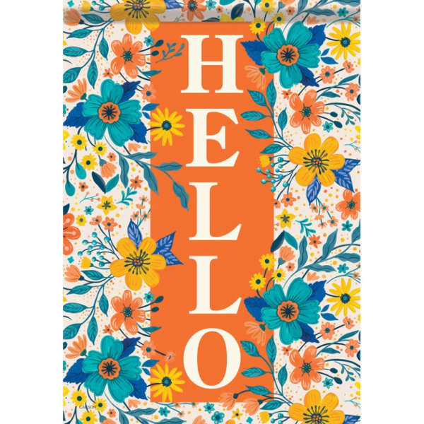 Floral HELLO Flag