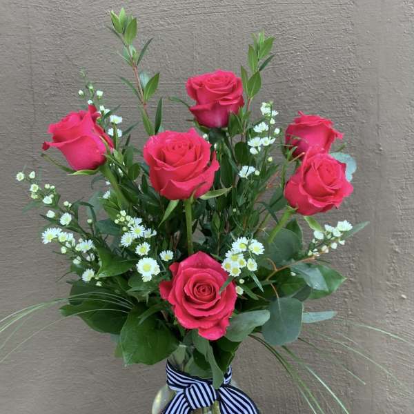 6 long stem roses - various colors available