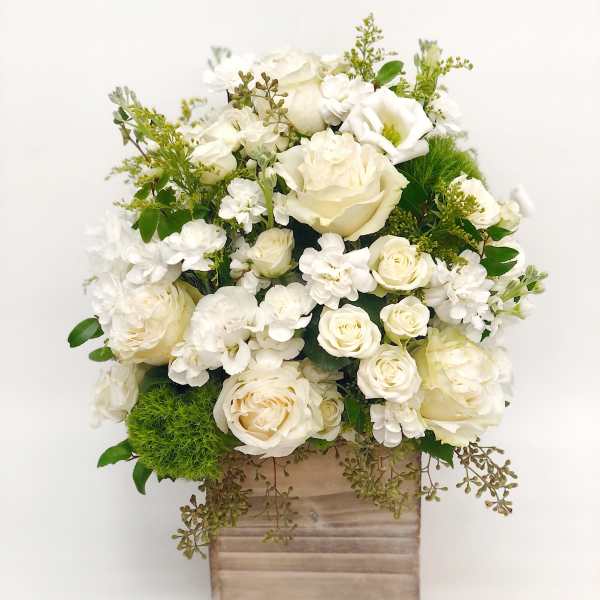 Tall wood box arrangement white