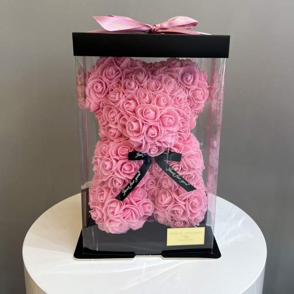 Rose Bear 10" tall Pink