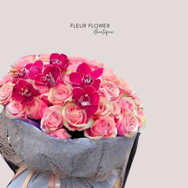 50 PINK ROSES & ORCHIDS BOUQUET