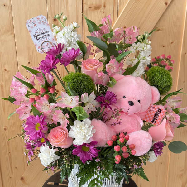 Sweet Teddy Bear Floral Arrangement