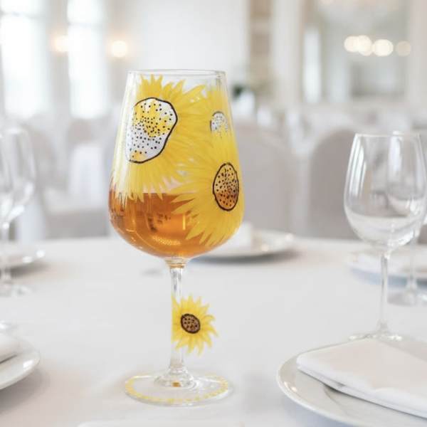 hand-painted sunflower glass