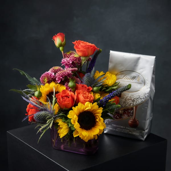 Sunflowers Mix with Lindor Chocolates