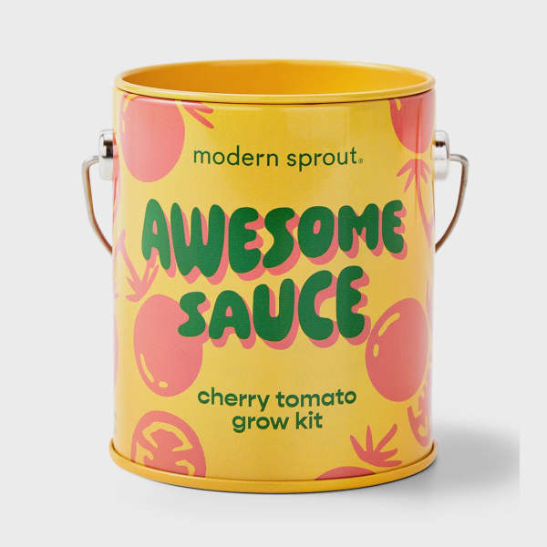 Yellow cherry tomato grow kit tin with handles