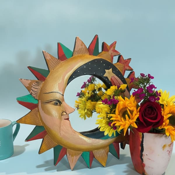 painted mirror and sunflowers bouquet bundle