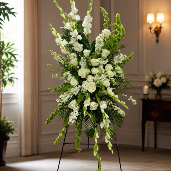 Sorrowful White Standing Spray