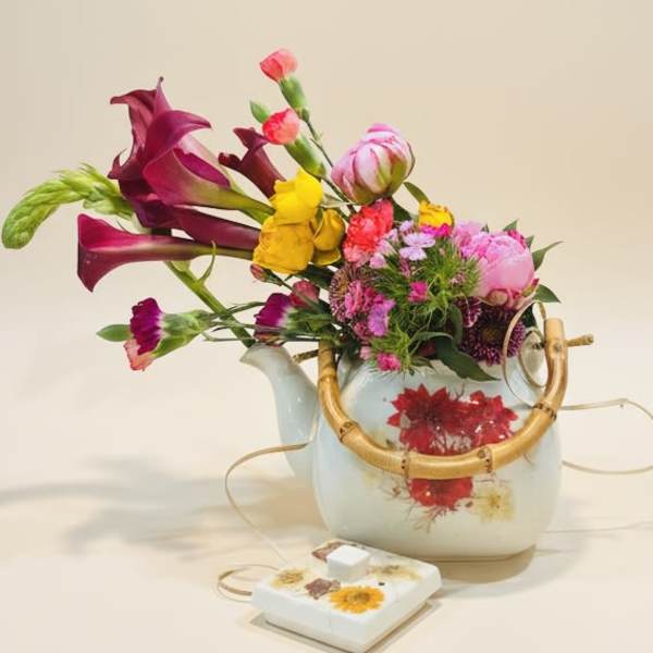 The Tailored Teapot (flower and resin designed)