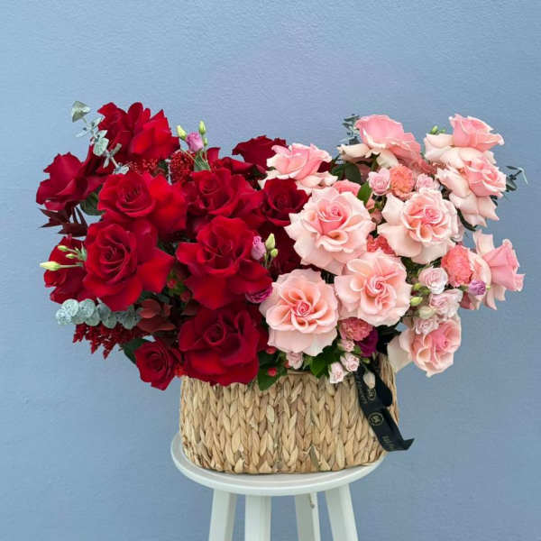 Bi-color Basket Red and Pink
