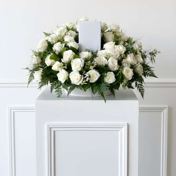 premium White Rose Urn Arrangement