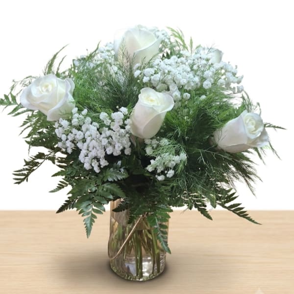 Half Dozen White Roses