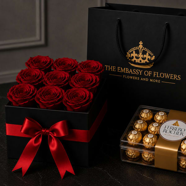 Combo Red Velvet Rose Box