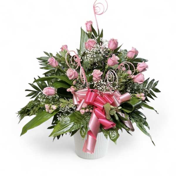Pink Rose Sympathy Basket