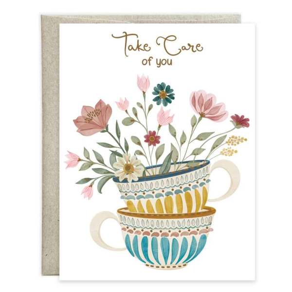 Get Well Greeting Card - Tea Cup Stack
