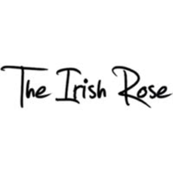 Black handwritten text reading "The Irish Rose" on a white background