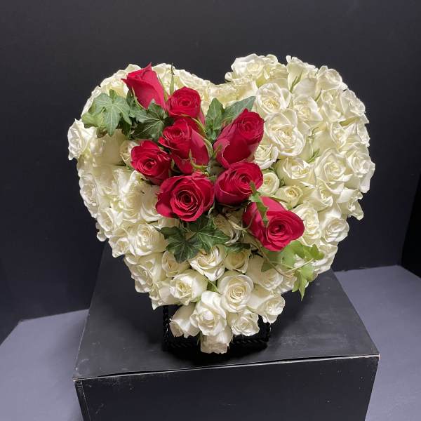 White Mini Heart with Colored Accent Sash