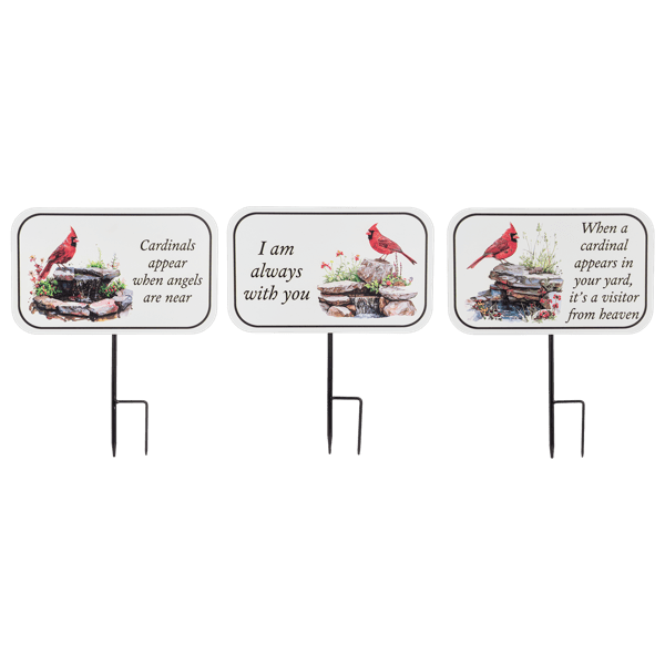 Add-on; GANZ - Watercolor Cardinal Mini Garden Stake