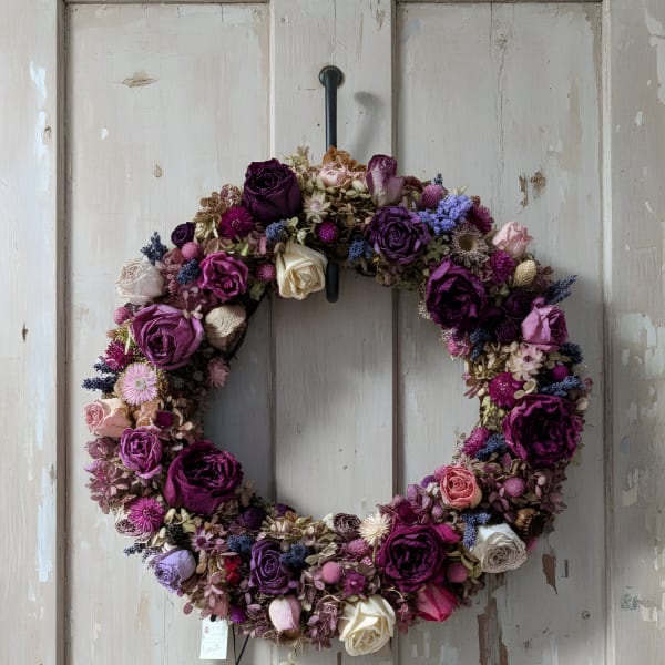 Raspberry Rose Dried Wreath