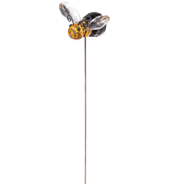 Decorative bee ornament on a thin metal stake