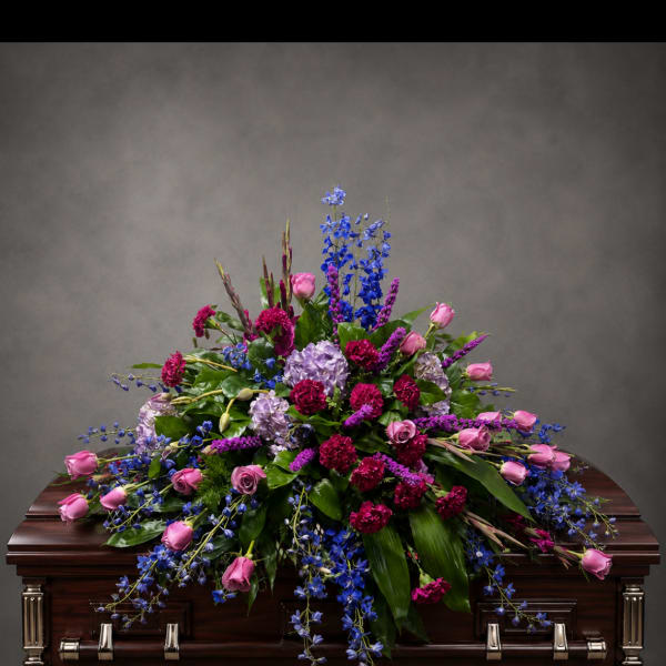 Purple and Blue Casket Spray