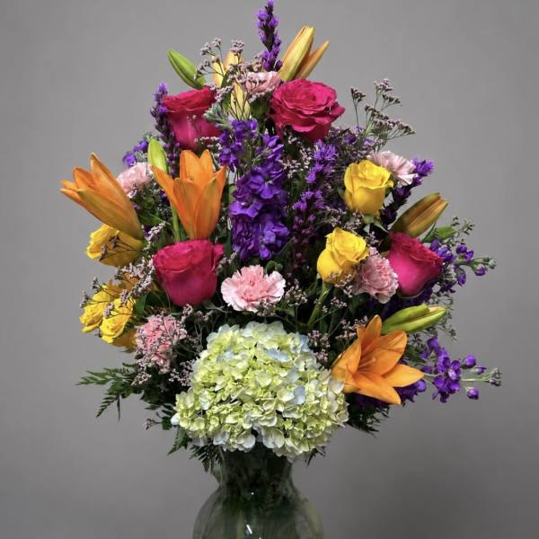 Hot Pink Rose Orange Lily Mix