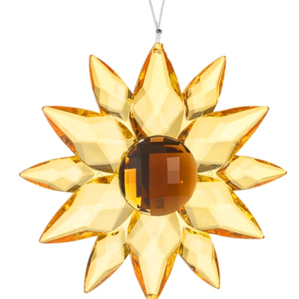 Yellow crystal sunflower ornament with a hanging loop