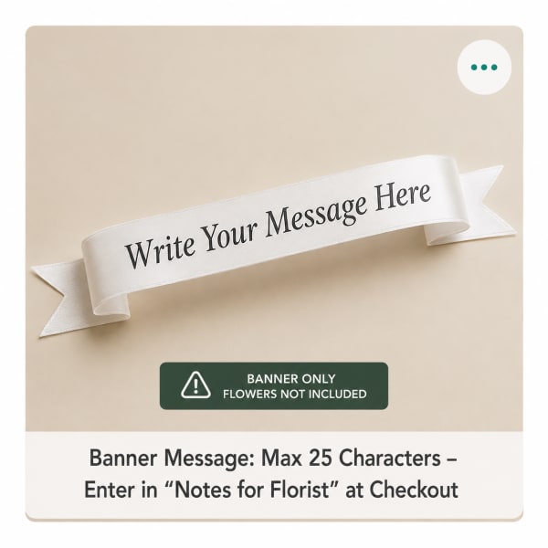 White ribbon banner with customizable message text