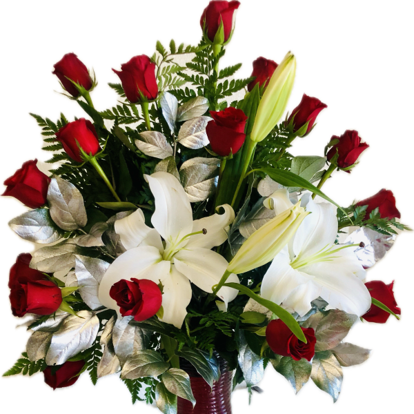 18 Red Roses w/ lily