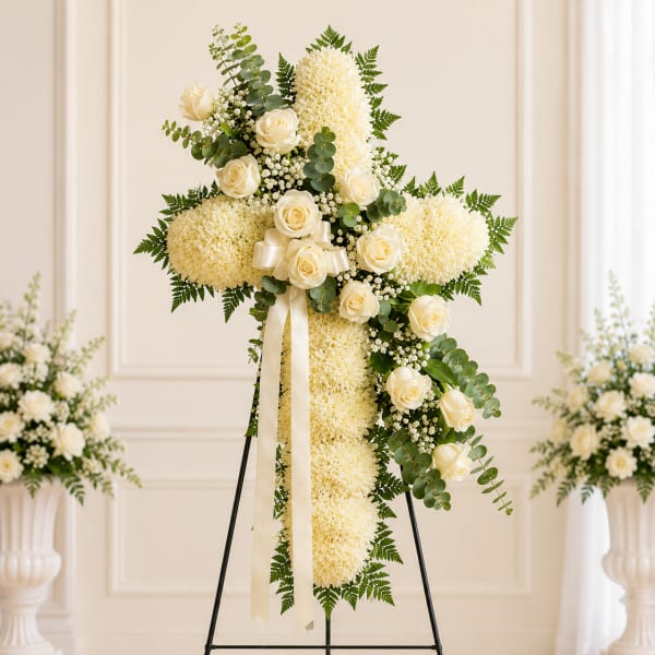 Peace & Prayers White Standing Cross