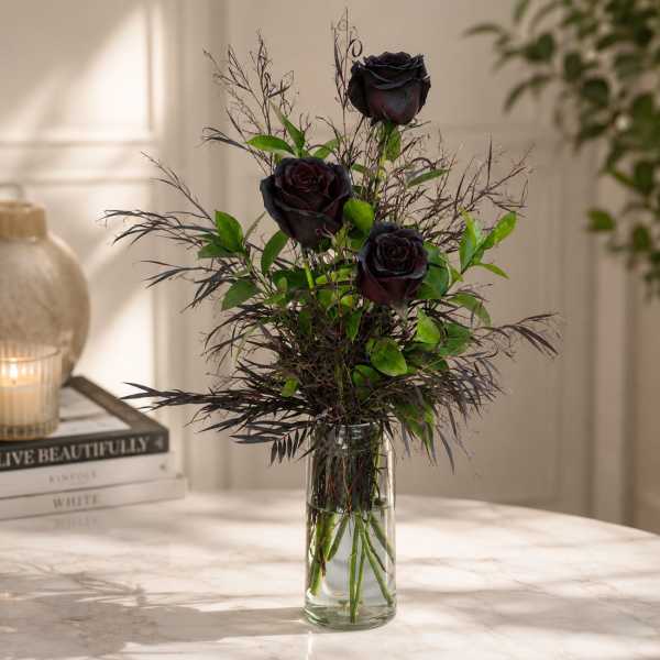 Enchanted Black Rose Vase