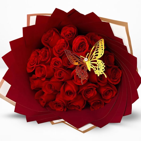 Red Roses white & Red paper