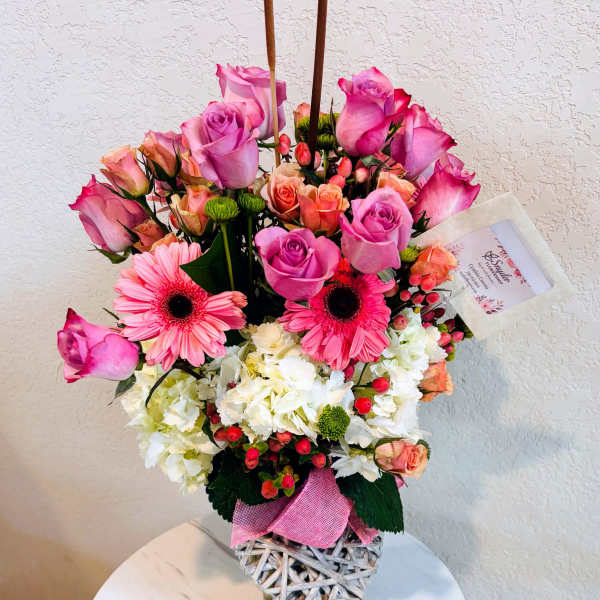 Enchanted Blush Heart | Pink & Lavender Rose Luxury Arrangement