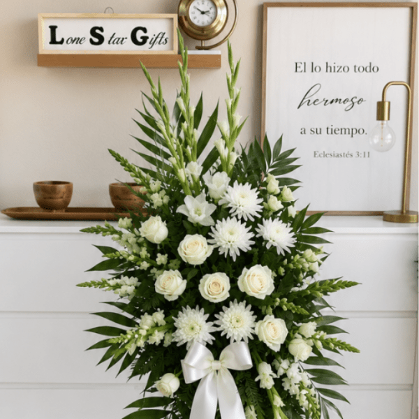 Elegant White Standing Funeral Spray