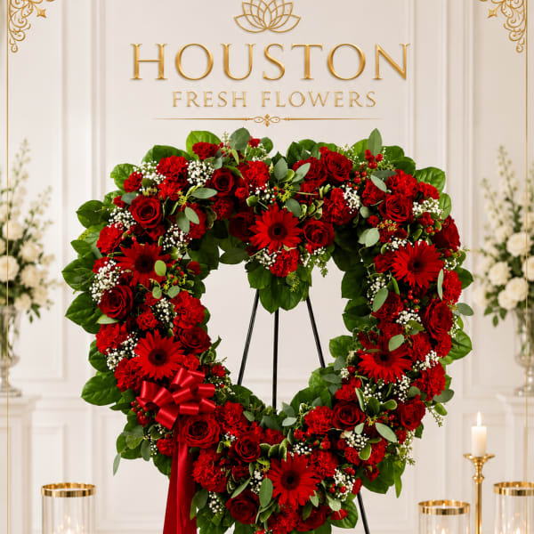 Red Sympathy Heart Wreath