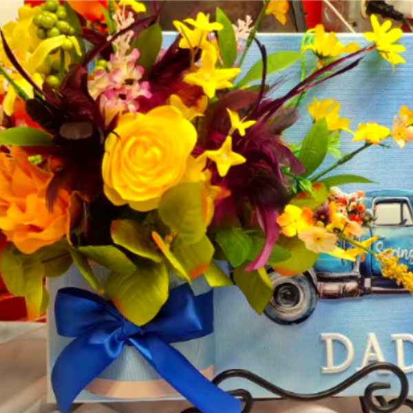 Dad's Blue Truck Floral Gift