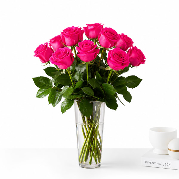 Dozen Hot Pink Roses