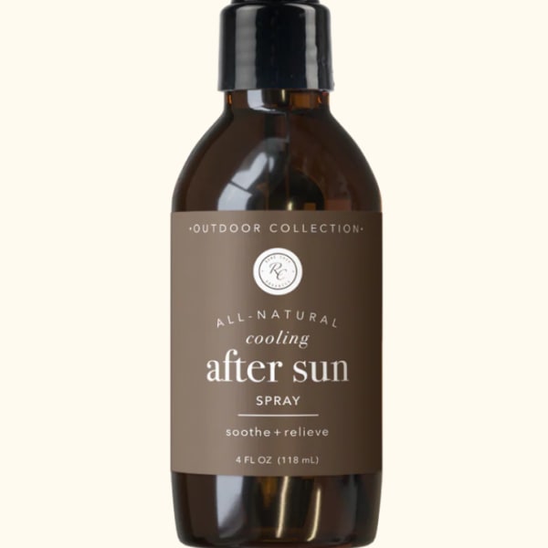 Brown spray bottle labeled after sun spray