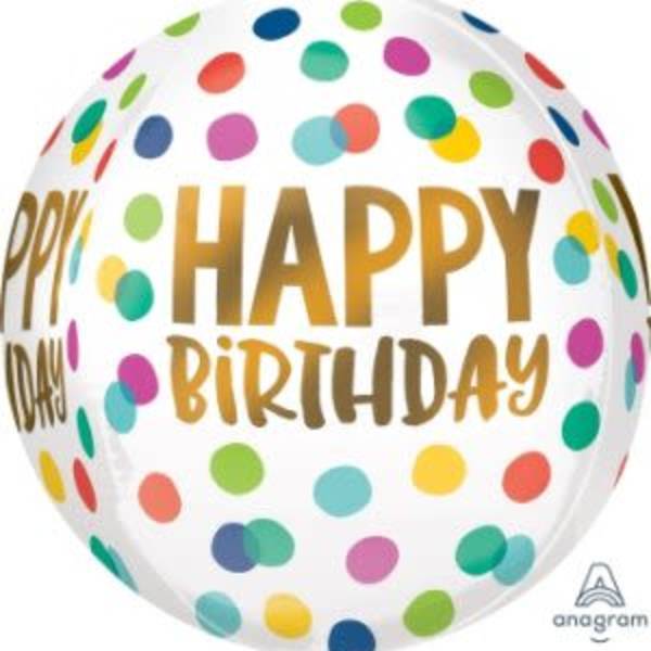 15" Happy Birthday Dots Orbz Balloon