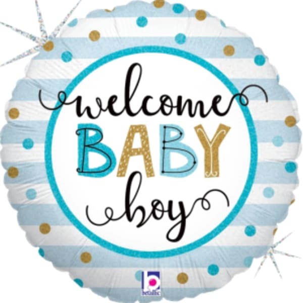 18" Baby Boy Stripes Foil Balloon
