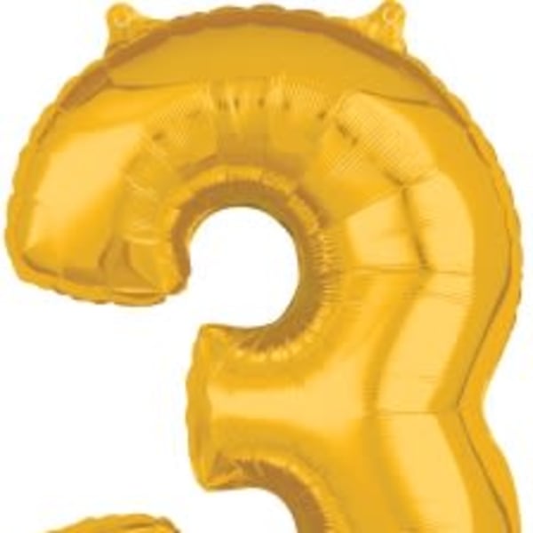Gold Number 3 Mid-Size Foil Balloon