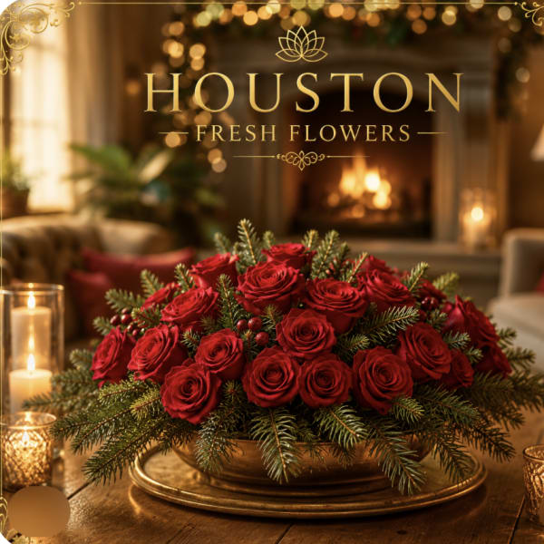 Fireside Roses Holiday Centerpiece