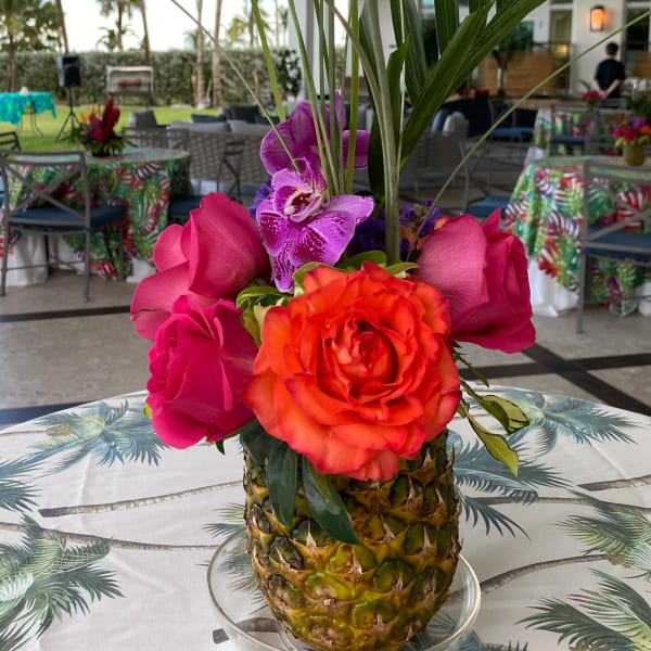 Pineapple arrangement for Sea Ranch Beach Club