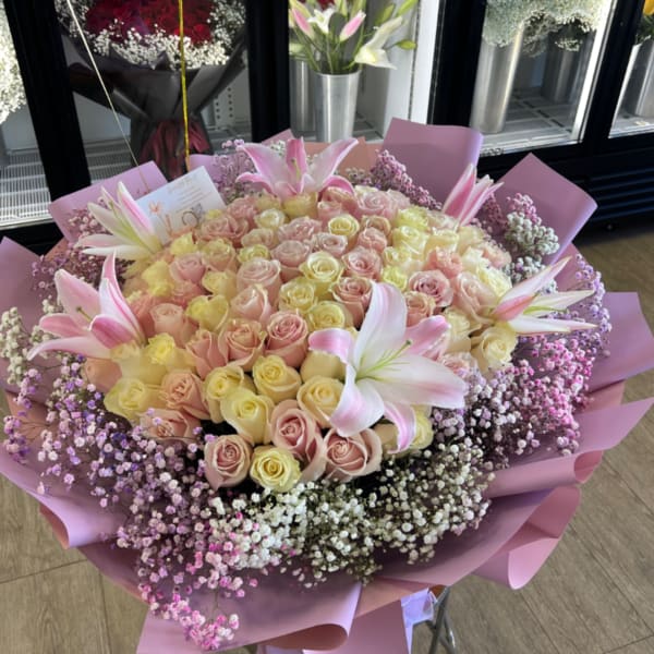 99 stems roses & lilies bouquet